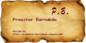 Preszter Barnabás névjegykártya