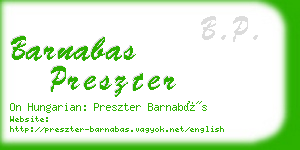 barnabas preszter business card